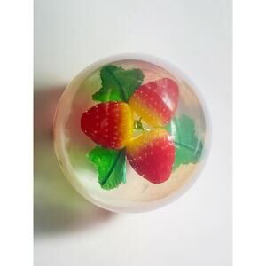 Vintage Lucite Acrylic Strawberry Jam Pot Lid-70s Retro Kitchenware-Fruit-Resin